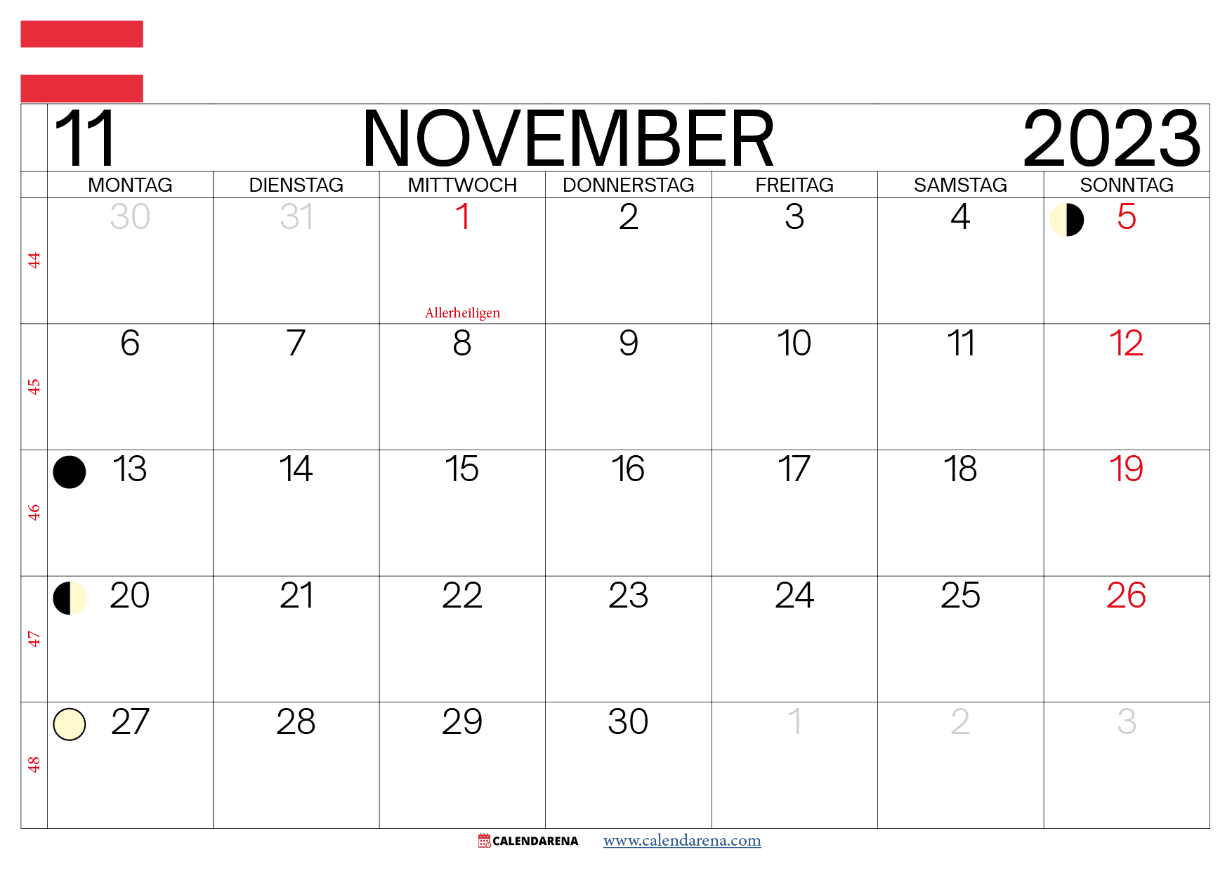 November2023 kalender österreich