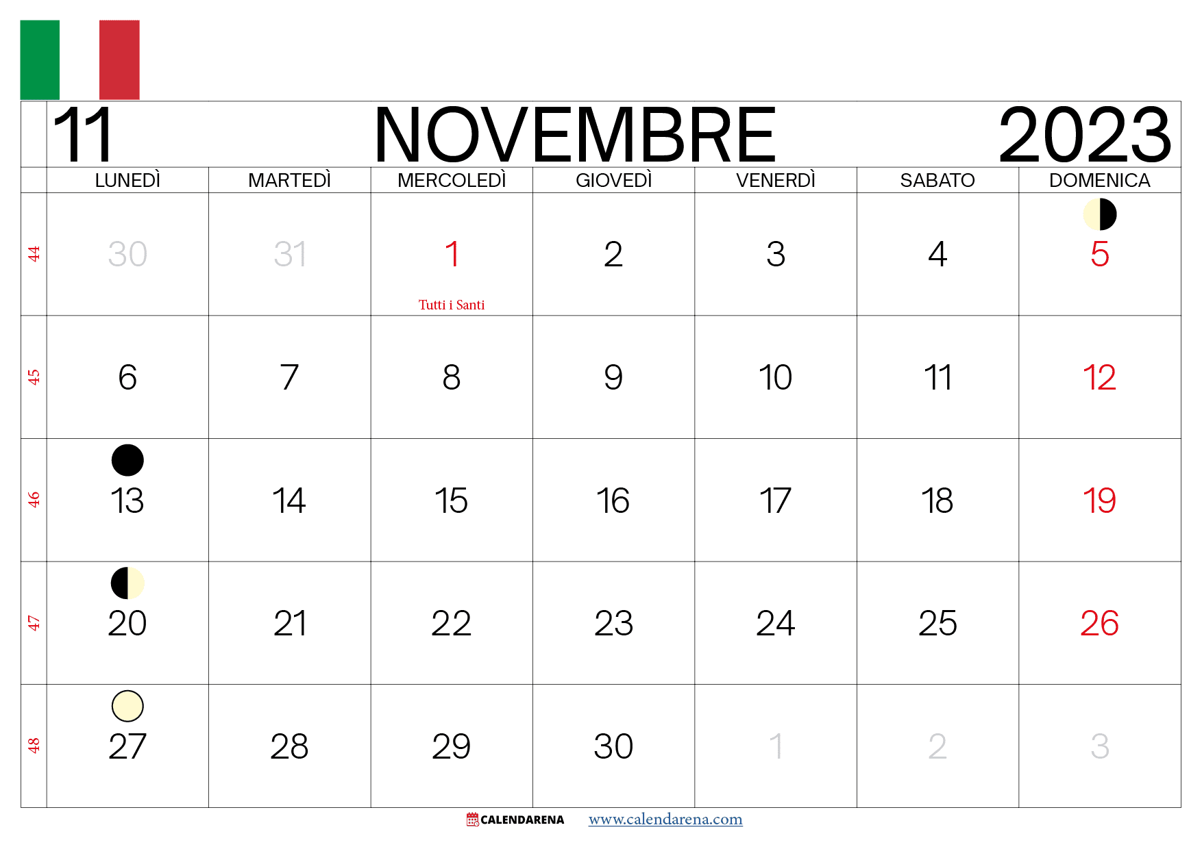 calendario novembre 2023 pdf