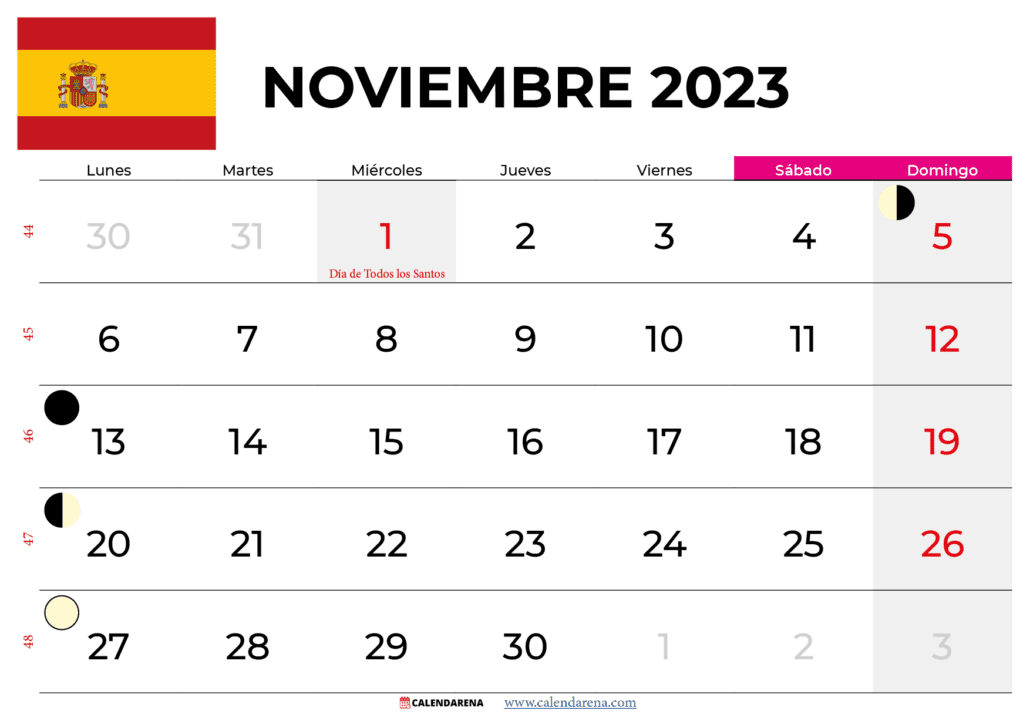 calendario noviembre 2023 España