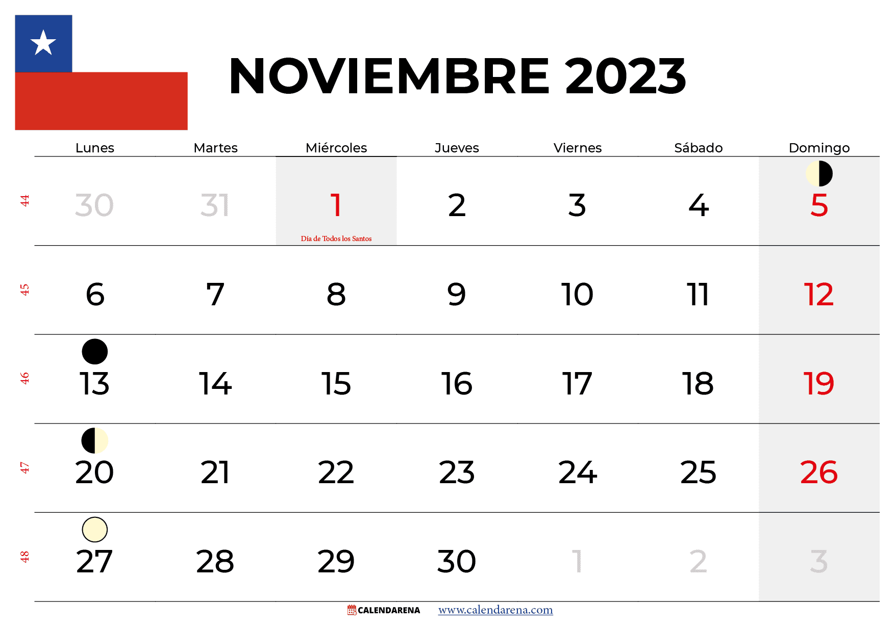 calendario noviembre 2023 chile