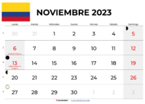 calendario noviembre 2023 colombia