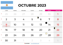 calendario octubre 2023 argentina