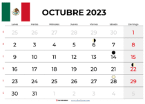 calendario octubre 2023 méxico