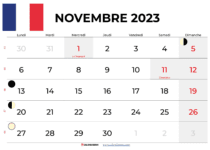 calendrier novembre 2023 france