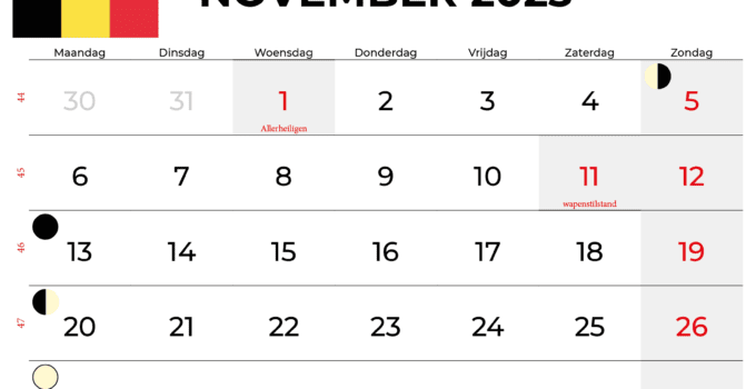 kalender november 2023 belgië