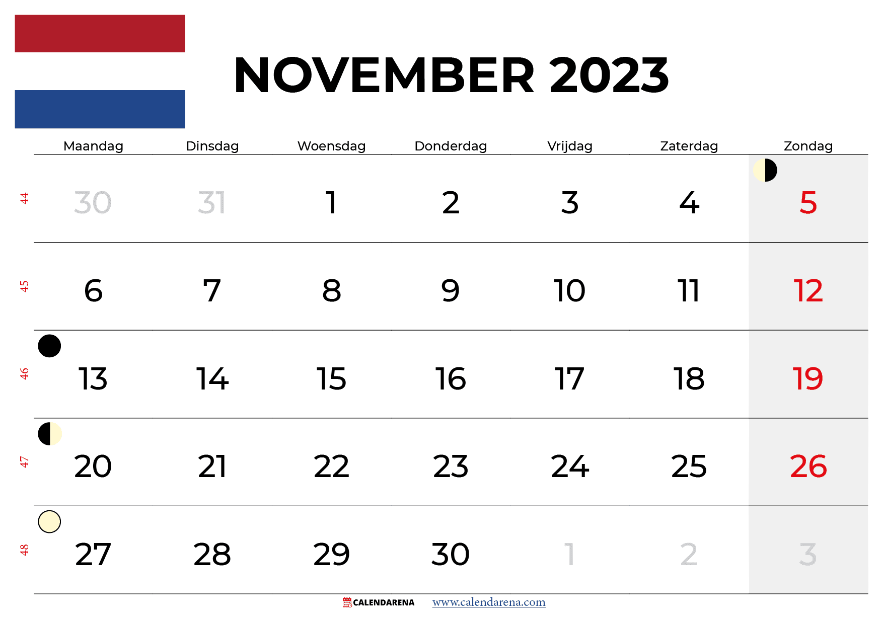 kalender november 2023 nederland