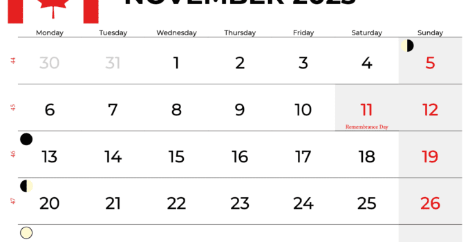 november 2023 calendar canada