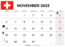november 2023 kalender Schweiz
