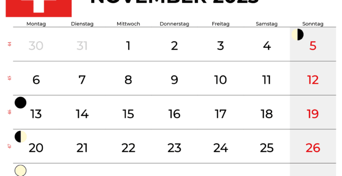 november 2023 kalender Schweiz