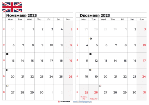 Free November 2023 Calendar UK With Holidays