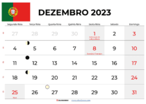 calendário Dezembro 2023 portugal