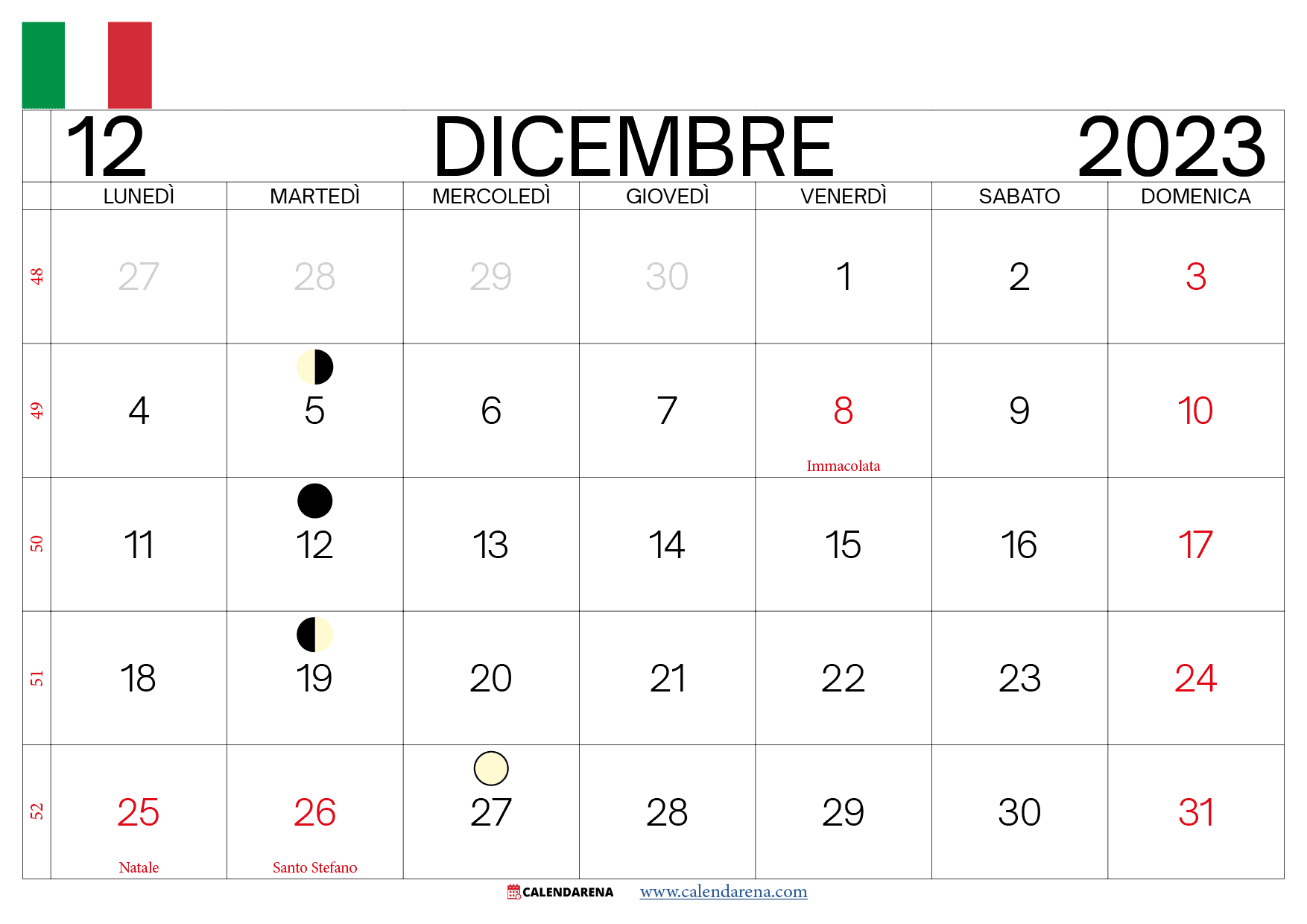 calendario Dicembre 2023 pdf