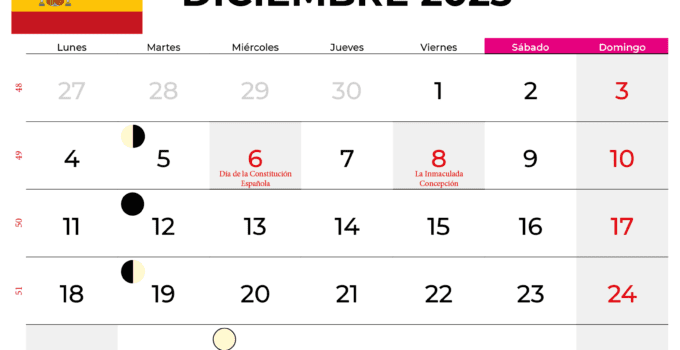calendario Diciembre 2023 España