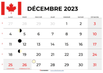 calendrier décembre 2023 québec