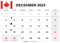 december 2023 calendar canada