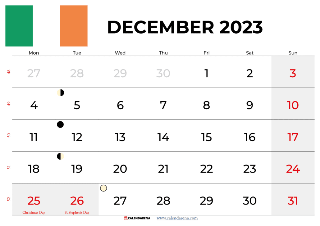 december 2023 calendar ireland