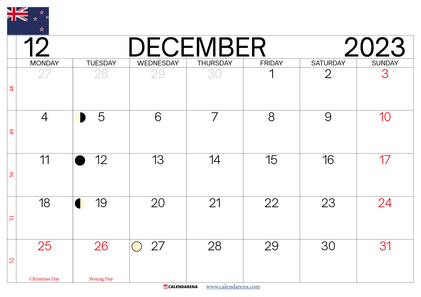 december calendar 2023 new zealand