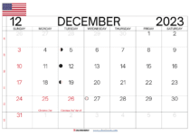 december calendar 2023 usa
