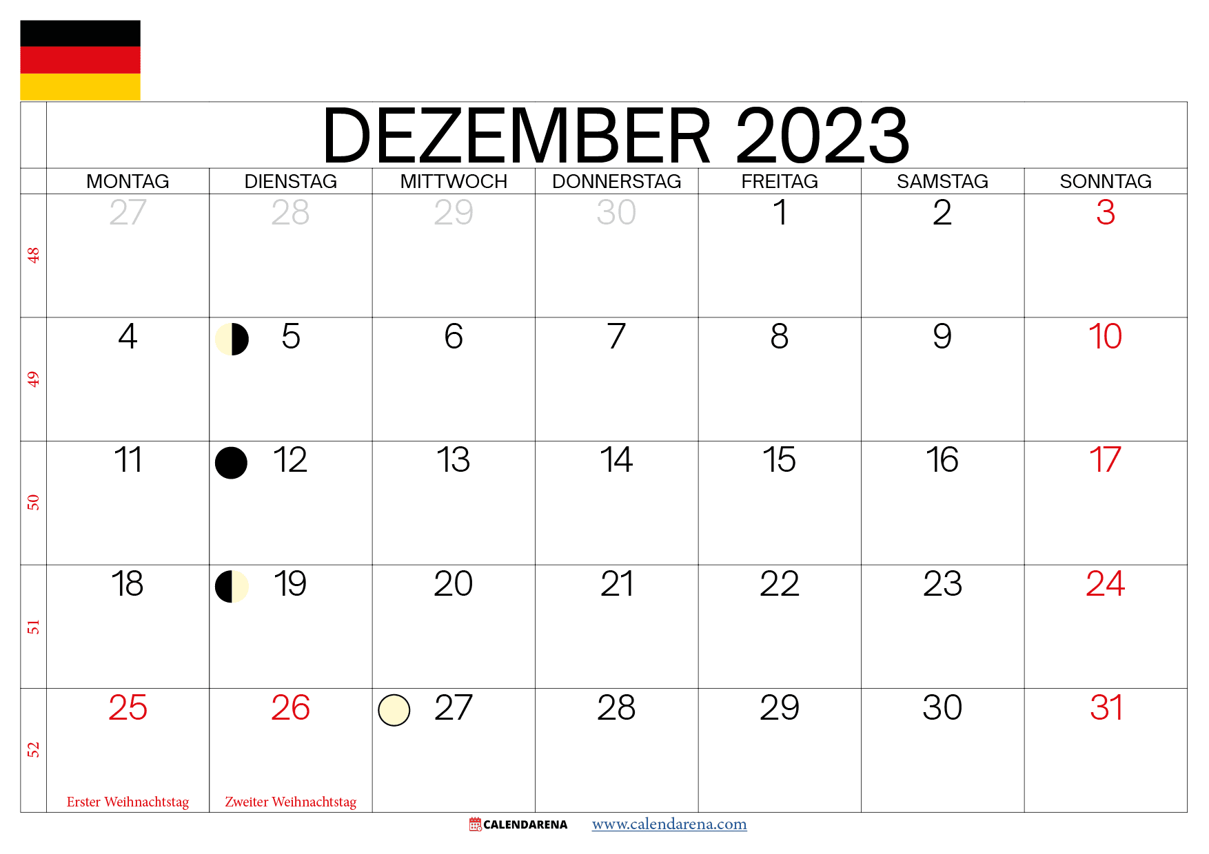 dezember 2023 kalender Deutschland