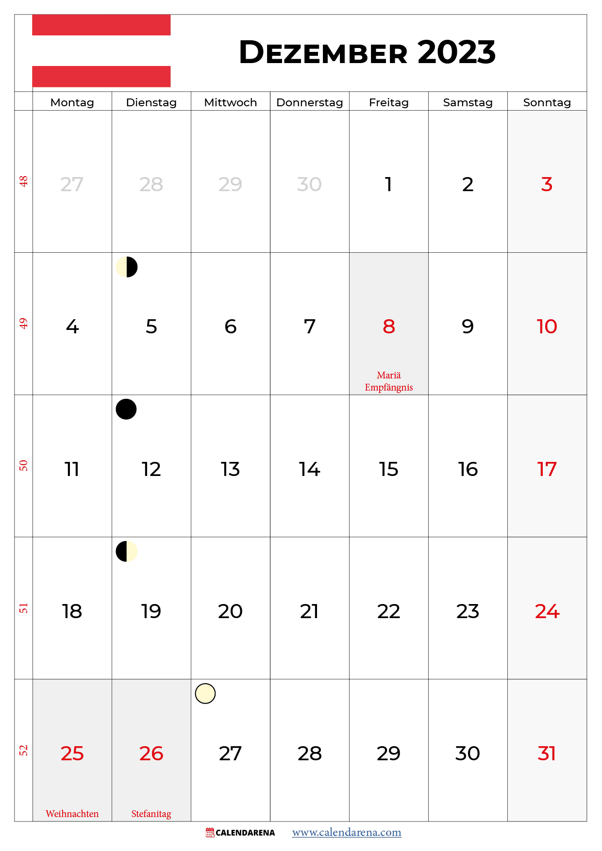kalender dezember 2023 zum ausdrucken österreich