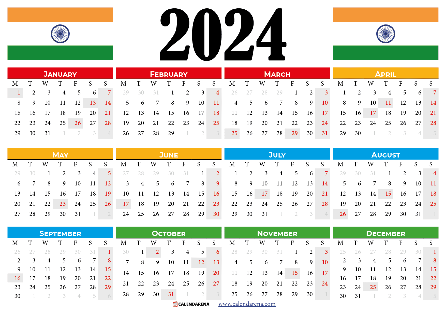 Calendar 2024 India With Holidays And Festivals