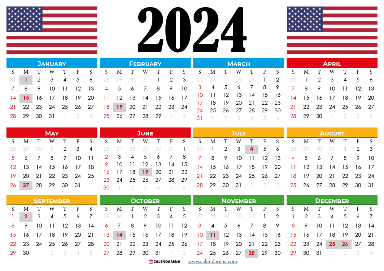 2024 Calendar Dates And Holidays