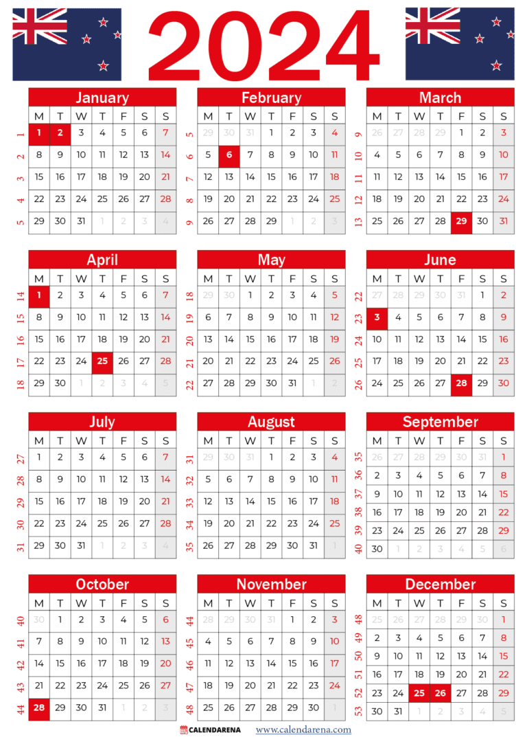 Calendar 2024 NZ With Holidays And Festivals