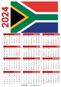 2024 Calendar South Africa With Holidays Printable