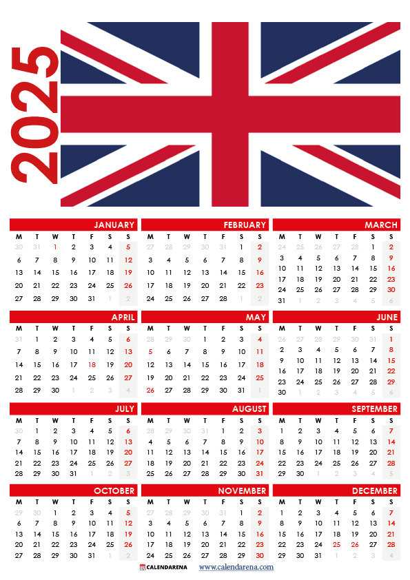 2025 calendar uk