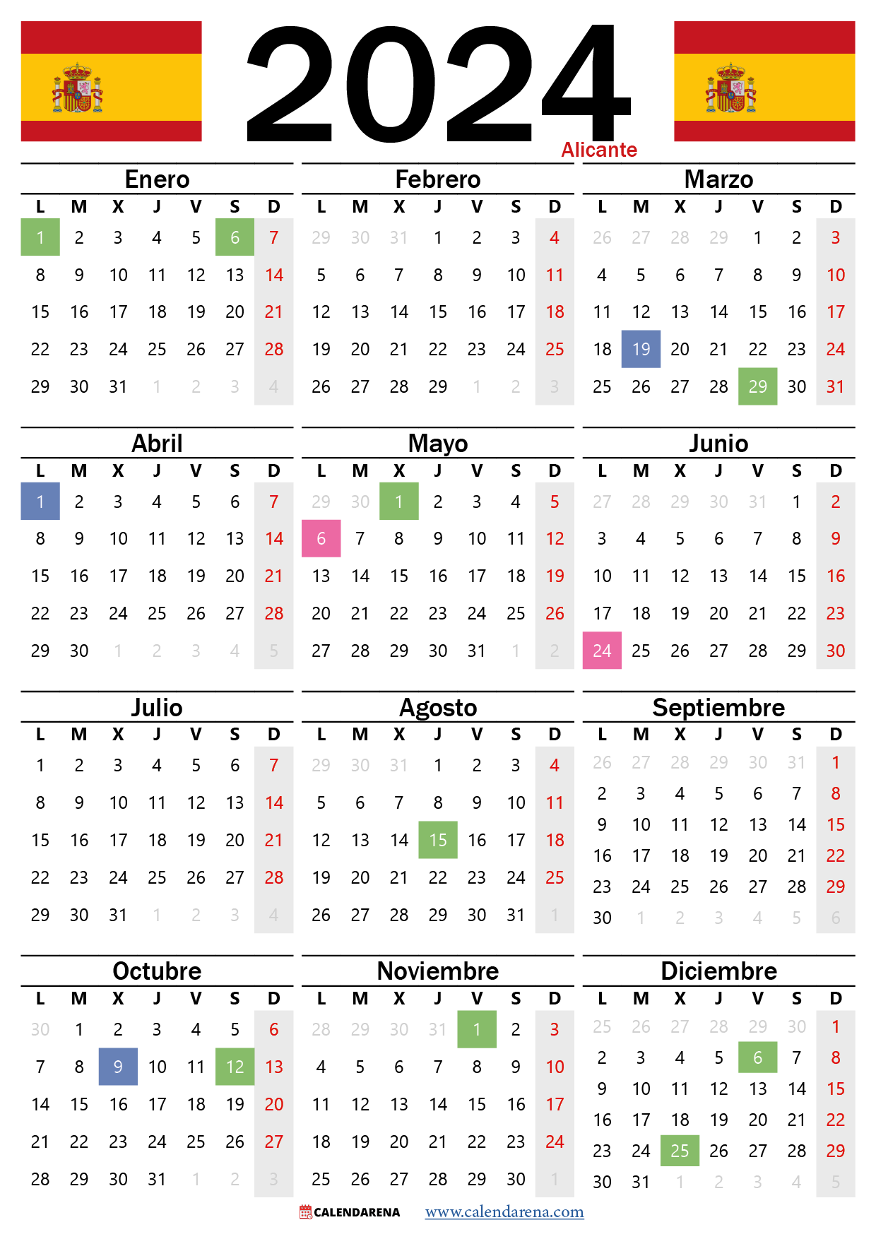 Calendario Laboral Alicante 2024