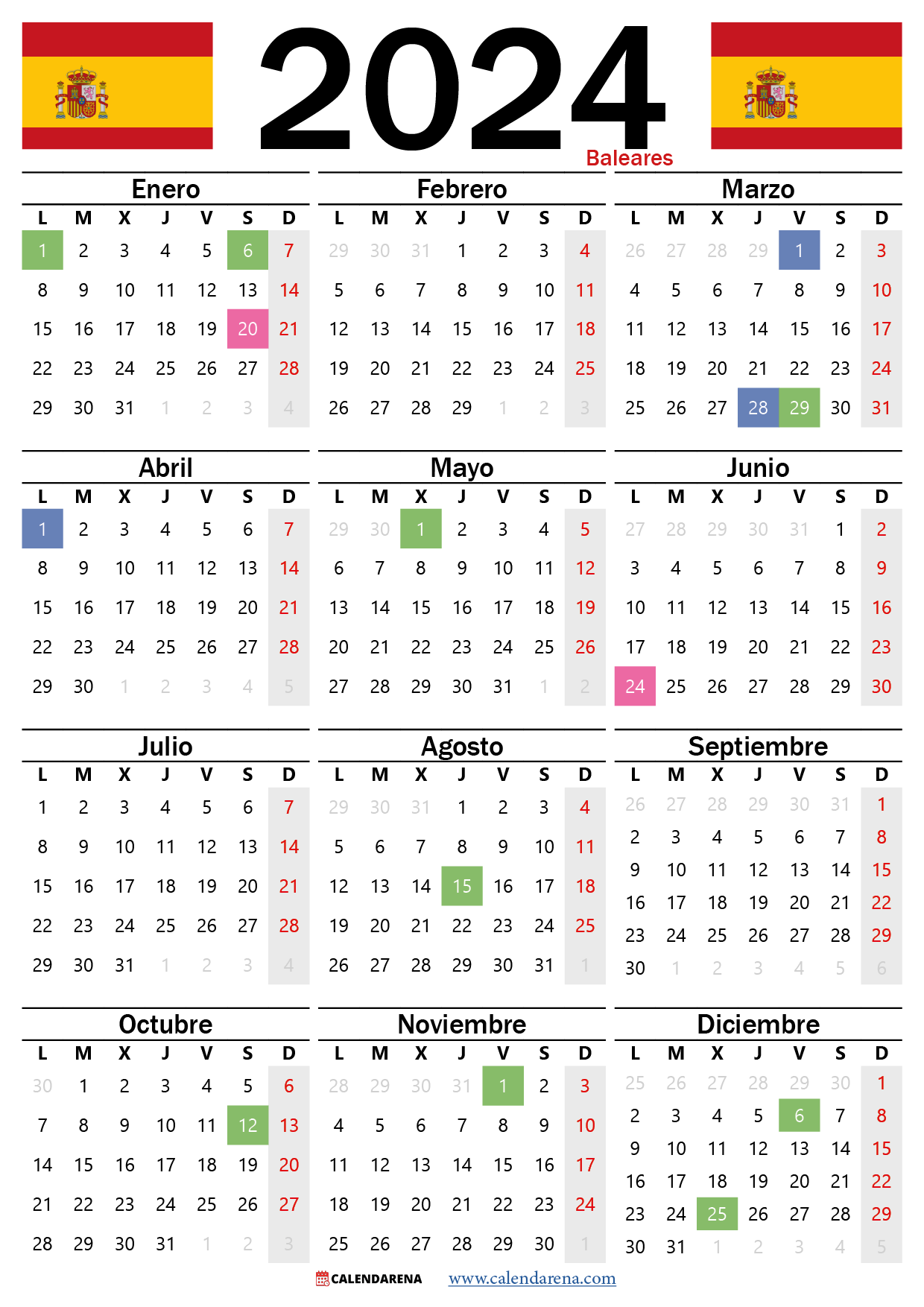 Calendario Laboral Baleares 2024