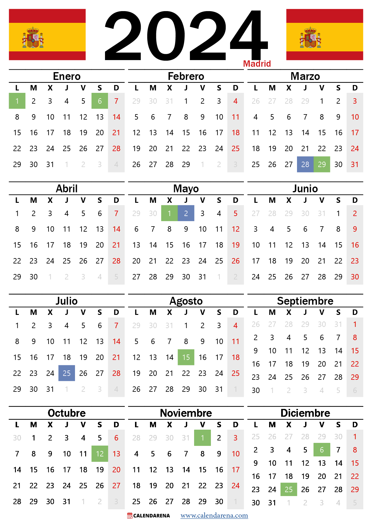 Calendario Laboral Madrid 2024