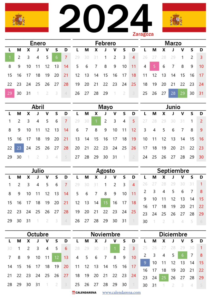 Calendario Laboral Zaragoza 2024