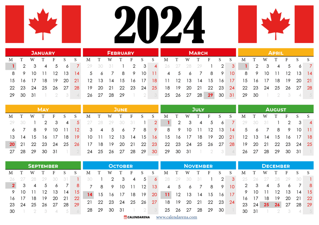 calendar 2024 canada