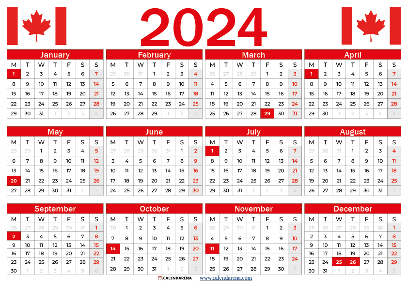 calendar 2024 canada printable