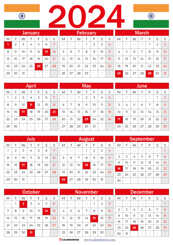 Calendar 2024 India With Holidays And Festivals