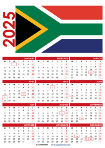 2024 Calendar South Africa With Holidays Printable