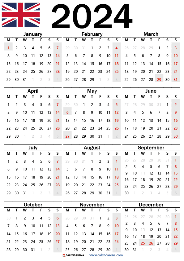calendar week numbers 2024 uk
