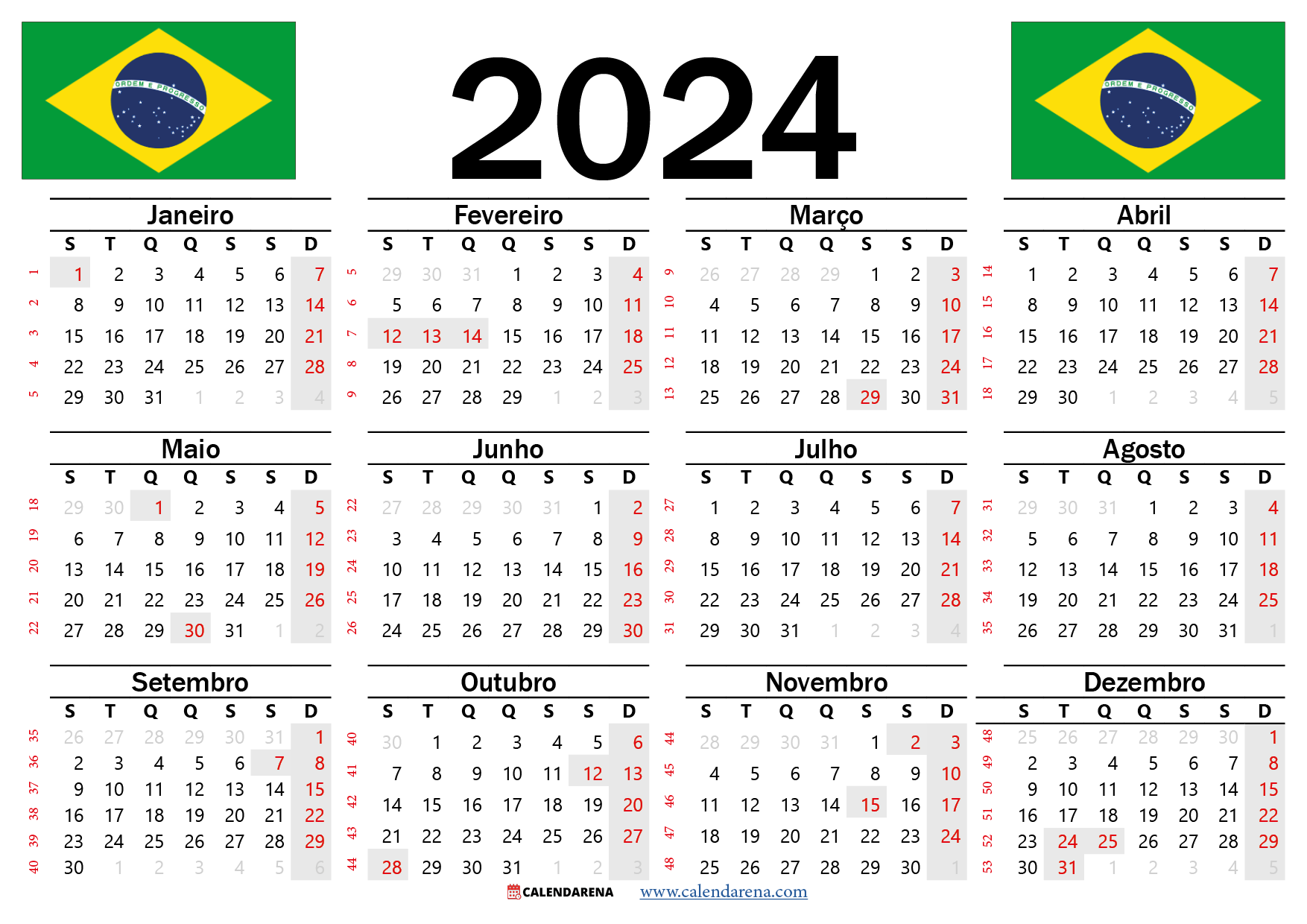 calendario 2024 Brasil