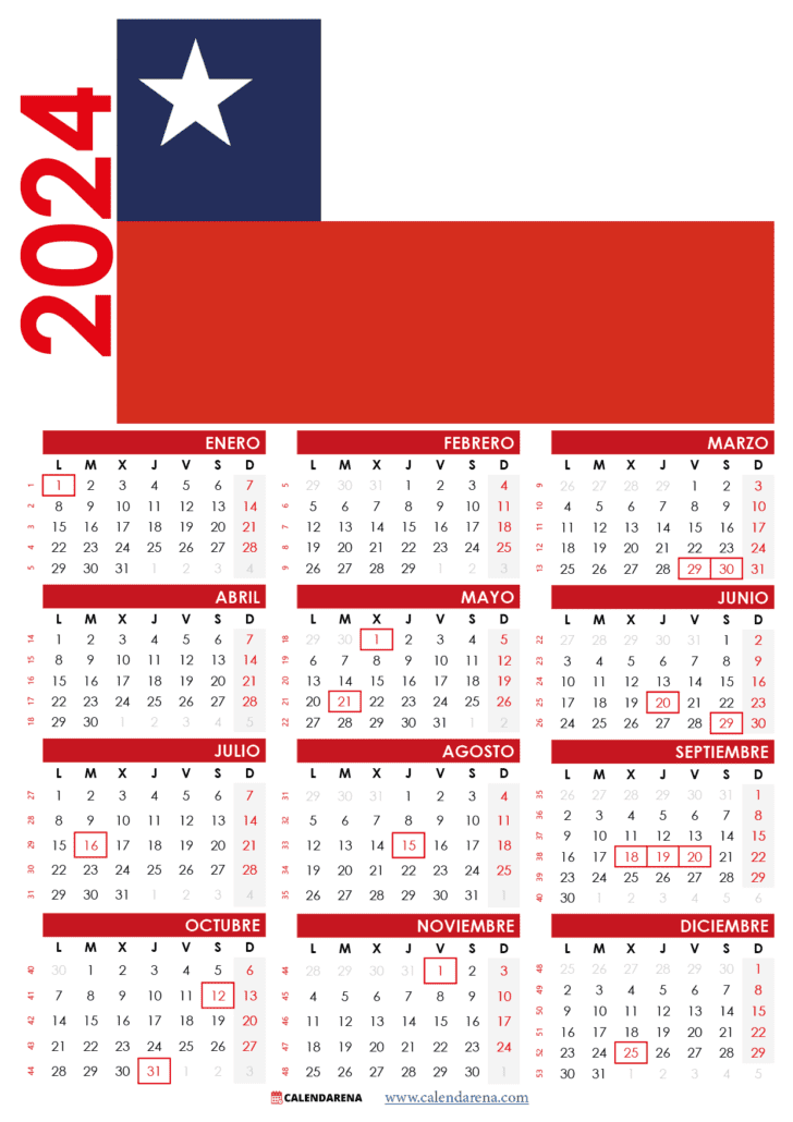 Calendario 2024 Chile Con Festivos PDF