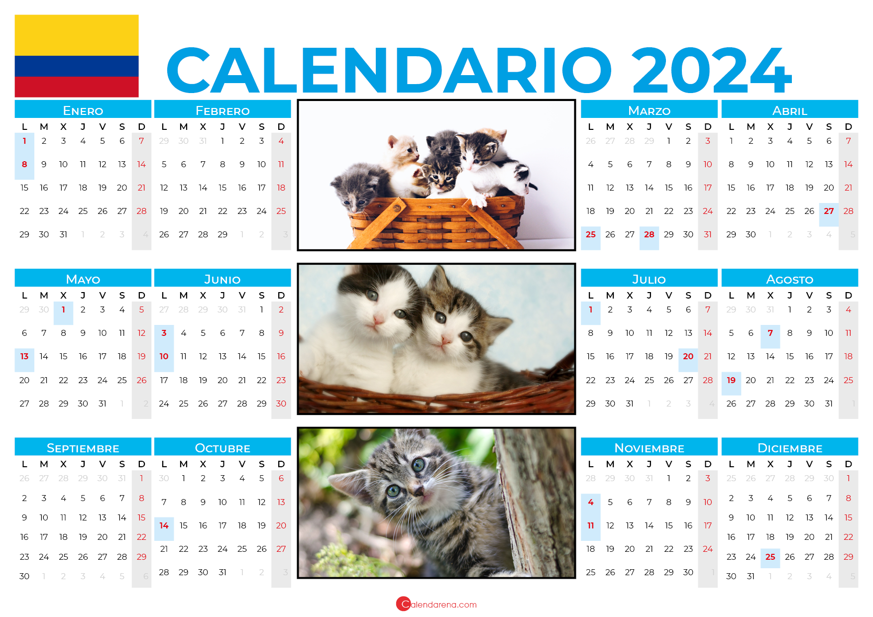 calendario 2024 colombia con festivos