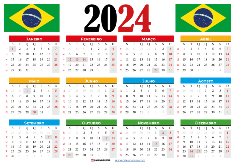 Calendário 2025 Brasil Para Imprimir Com Feriados