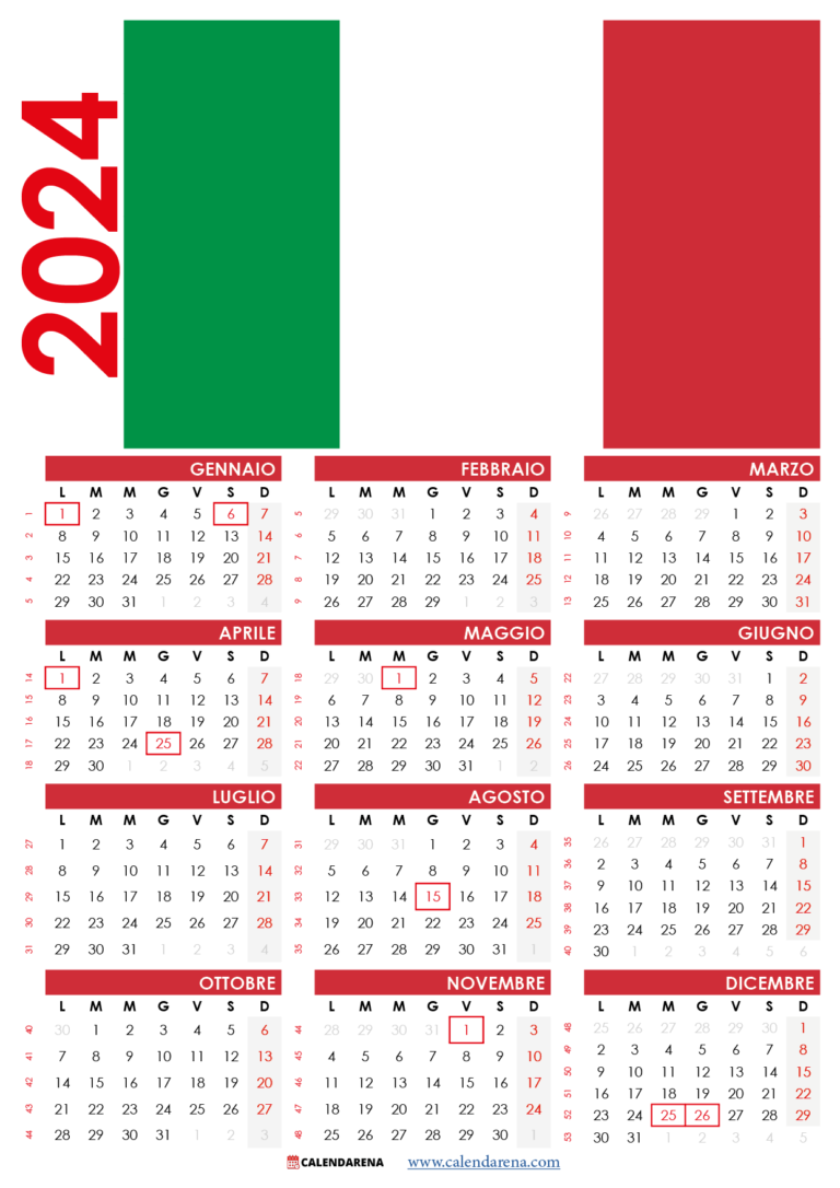 Calendario 2024 Da Stampare Con Festività