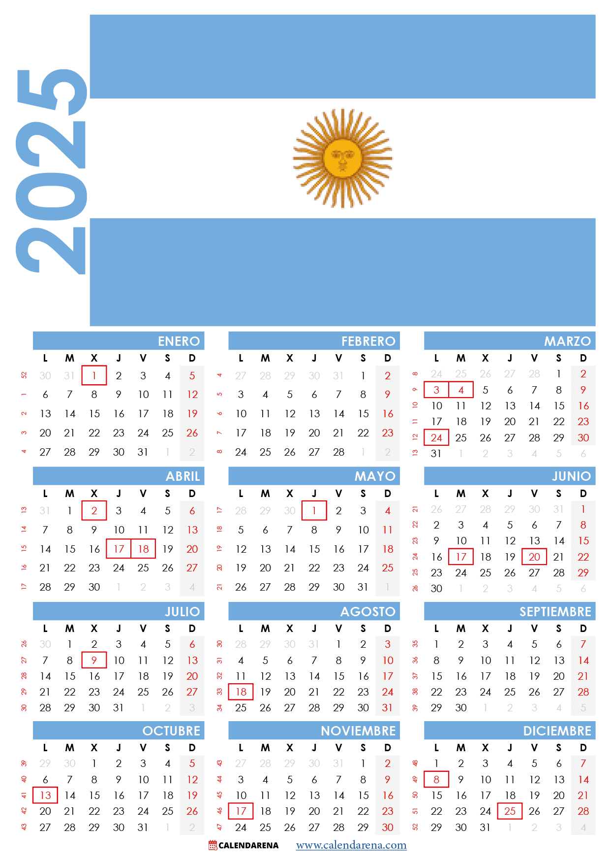 calendario 2025 argentina