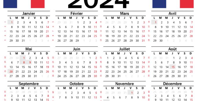 calendrier 2024 avec semaine france