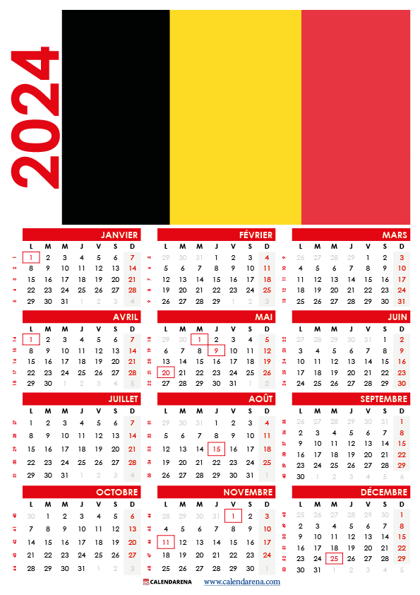 calendrier 2024 belgique