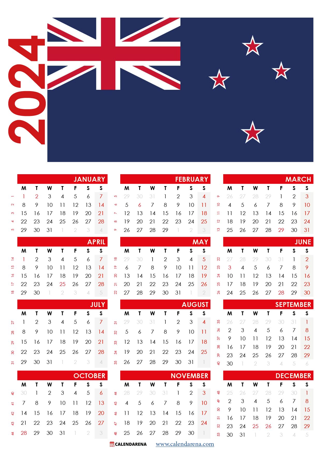 free printable 2024 calendar printable NZ