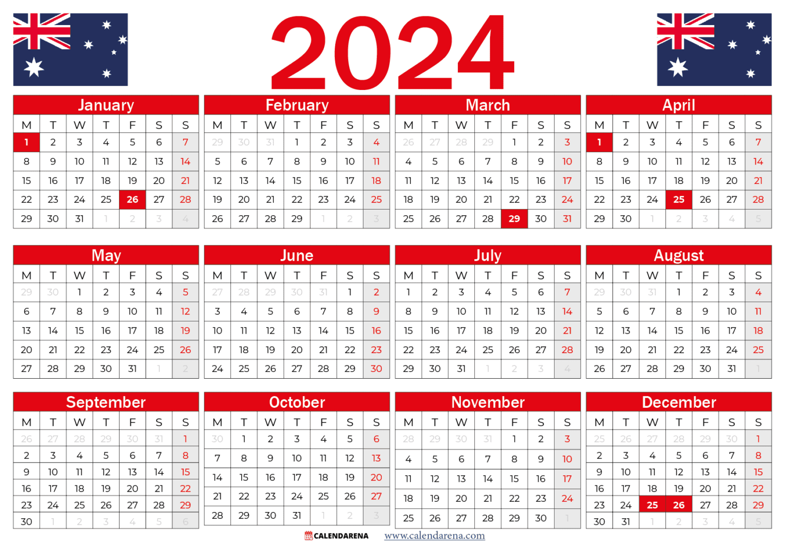 Calendar 2024 Australia With Holidays And Festivals