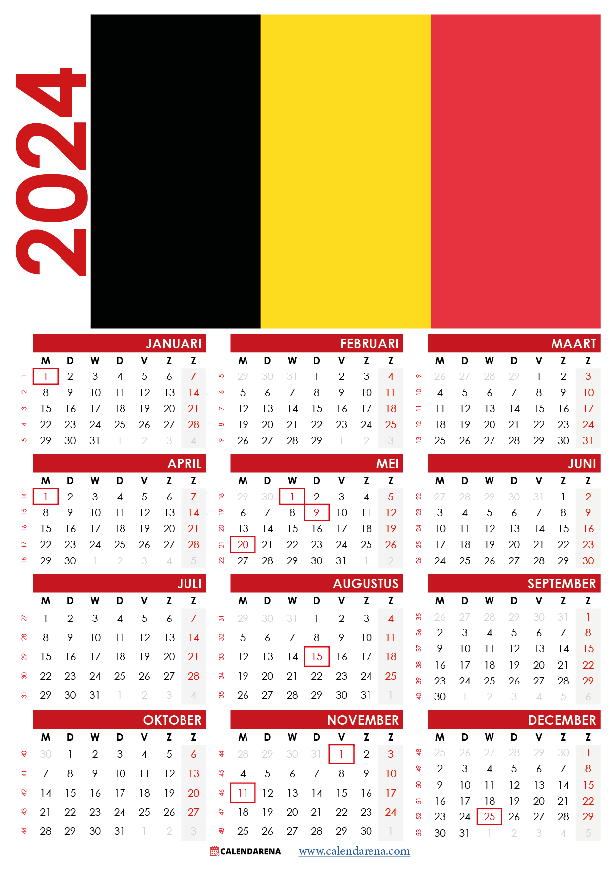kalender 2024 België