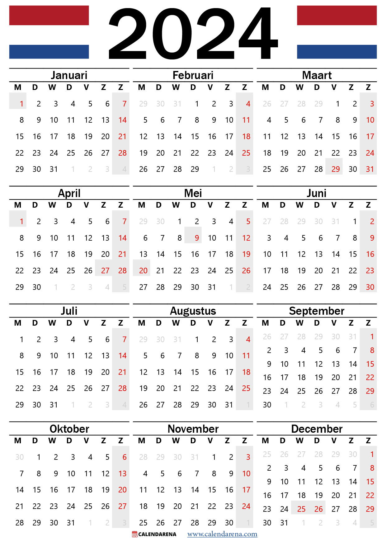 kalender 2024 Nederland
